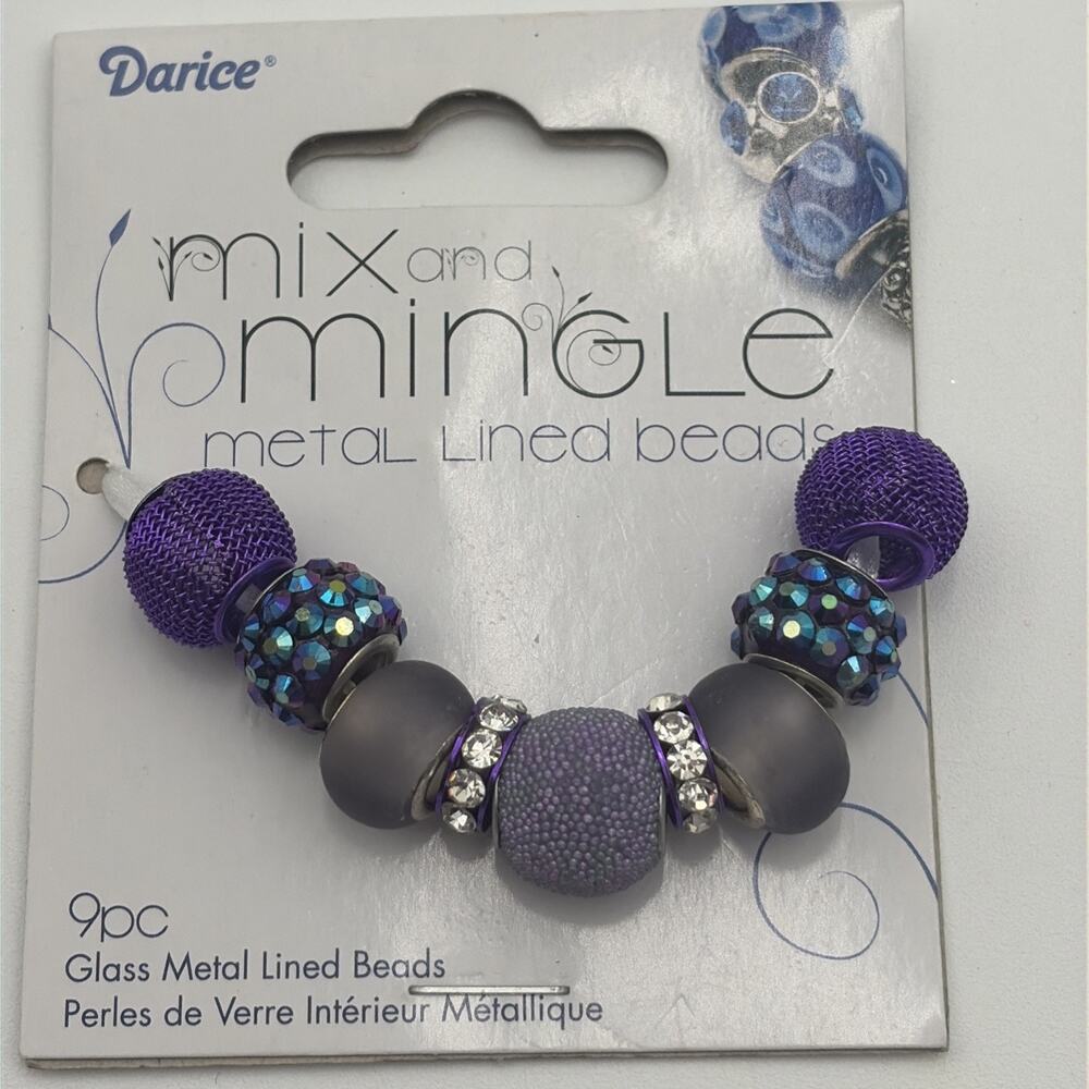 9 pc Darice° Mix and Mingle metal lined beads Purple Metallic AJM-1999-5634